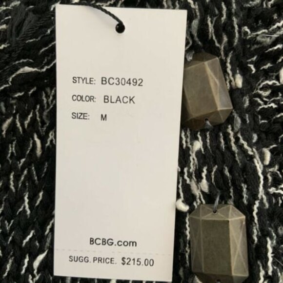 BCBGMaxAzria Open Knit Body-con Sweater Dress Cocktail Beaded Black M - Picture 5 of 9